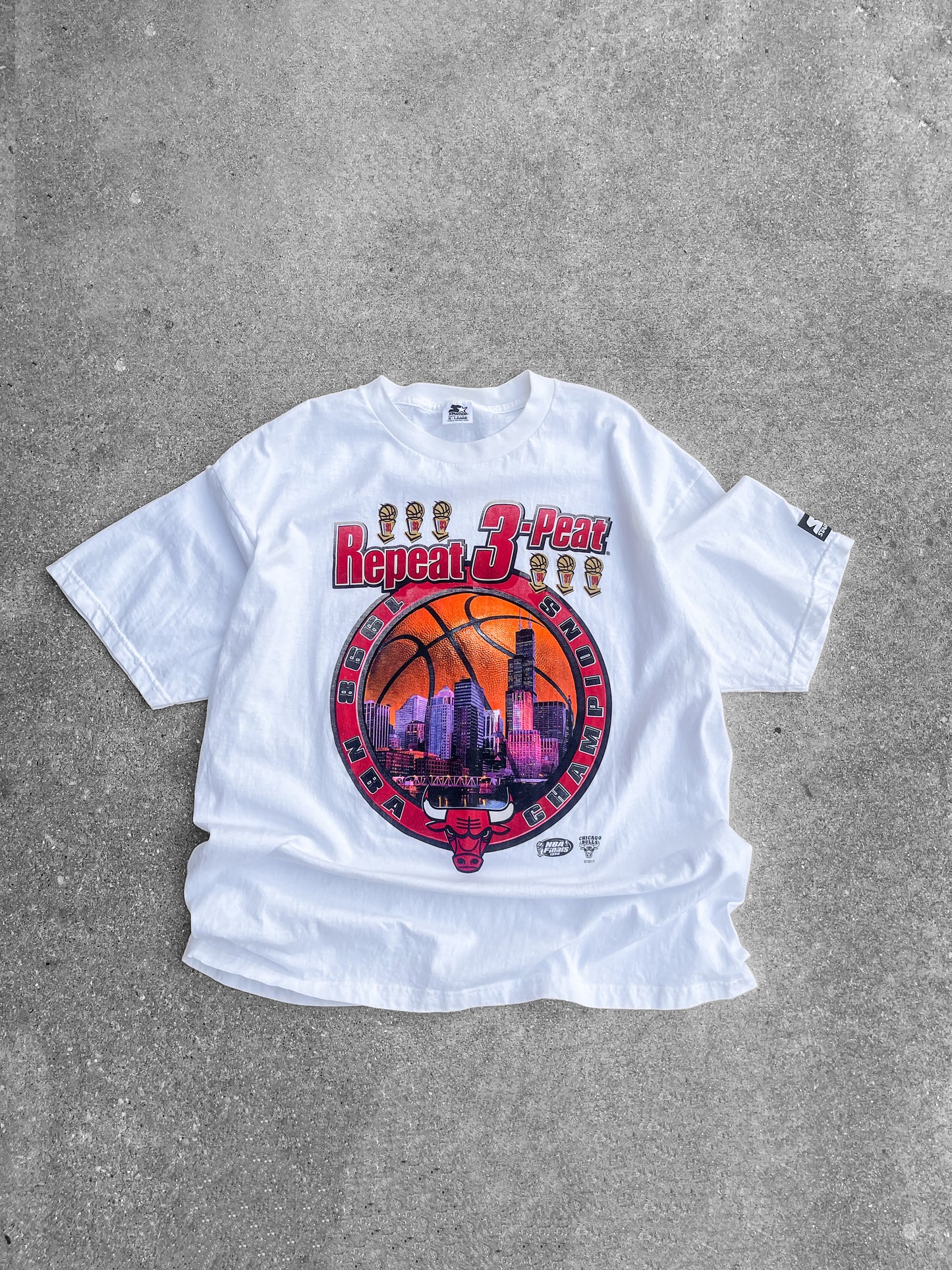 Vtg Chicago Bulls 3 Peat T-shirt -XL
